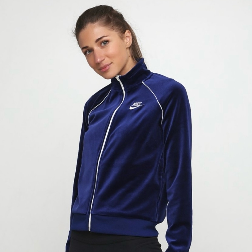 Nike Tracksuit Jacket, Velour, Navy, Women’s Medium